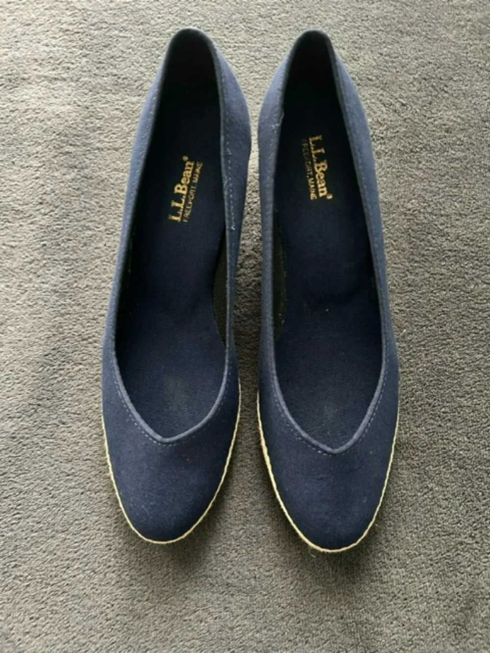L.L.Bean Women's Navy Espadrille Wedges, Size 7.5M